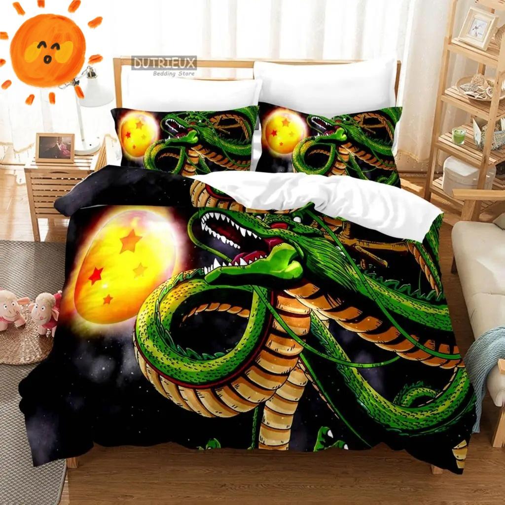 Japanese Anime Dragon Ball Bedding Set Goku Duvet Cover Comforter Bedclothes Single Twin Full Queen Size 3D Kids Adult Boys Gift