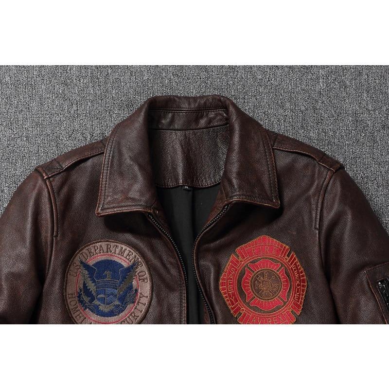 Новая куртка из натуральной кожи, винтажное коричневое пальто из воловьей кожи, мужские военные куртки для пилотов, летная одежда ВВС, размер S-5xl