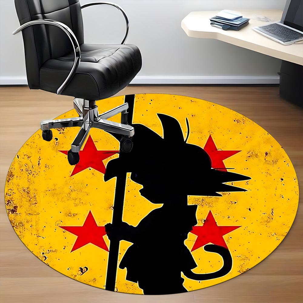 1pcDragon Ball Z, Saiyan Office Round Area Rug, Indoor Mat Suitable For Office, Under Office Chairs Bedroom Living Room Home Decor, Room Deco