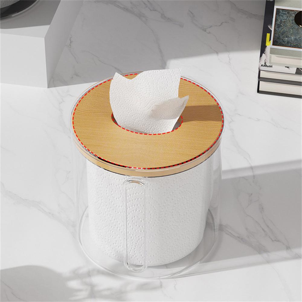 1PC Tissue Storage Box Roll Paper Dispenser Toilet Paper Holder Desktop Tissue Box Napkin Containers With Wood Cover for Bathroo