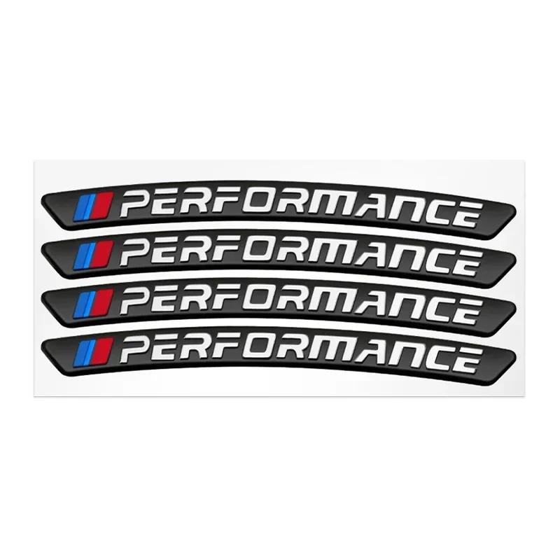 For BMW M Logo Performance F10 F31 E36 E39 E87 E90 G01 G20 G30 X3 X5 M3 M5 X2 X4 X6 4Pcs Car Wheel Hub Edge Sticker Emblem Badge