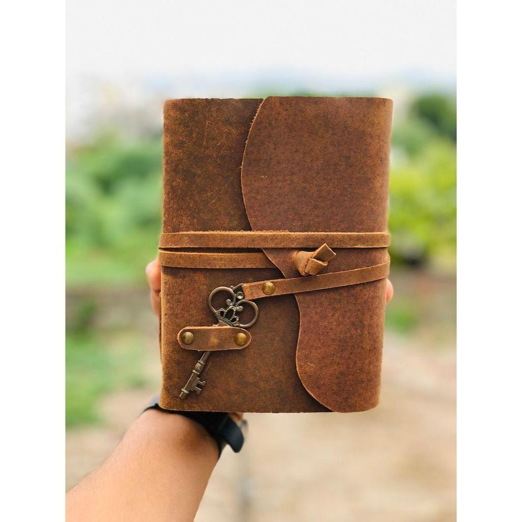 400 Pages Leather Journal with Key - Antique Handmade Deckle Edge Paper, Vintage Leather Journal - Book of Shadows - Great Gift
