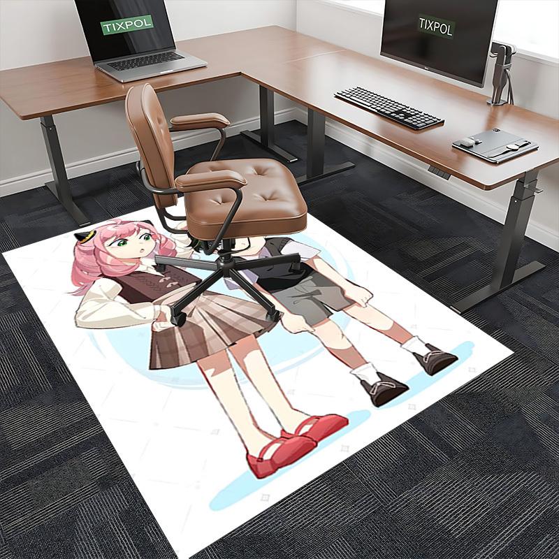 1pc Pink Hair Girl Chair Mat: Anime Cartoon Design, Non-Slip Carpet for Office, Home Decor - Suitable for All Seasons.Q003