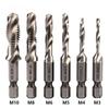 6Pcs Titanium Plated Compound Tap Spiral Flute Screw Thread Bit Metric Tap Drill Bit  Metal