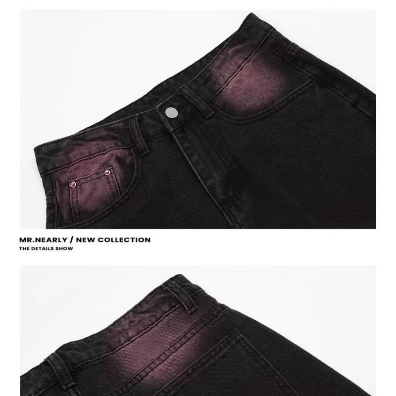 2024 Women's High-Waist Wide-Leg Jeans: Black/Gray, Slim-Fit, Floor-Length