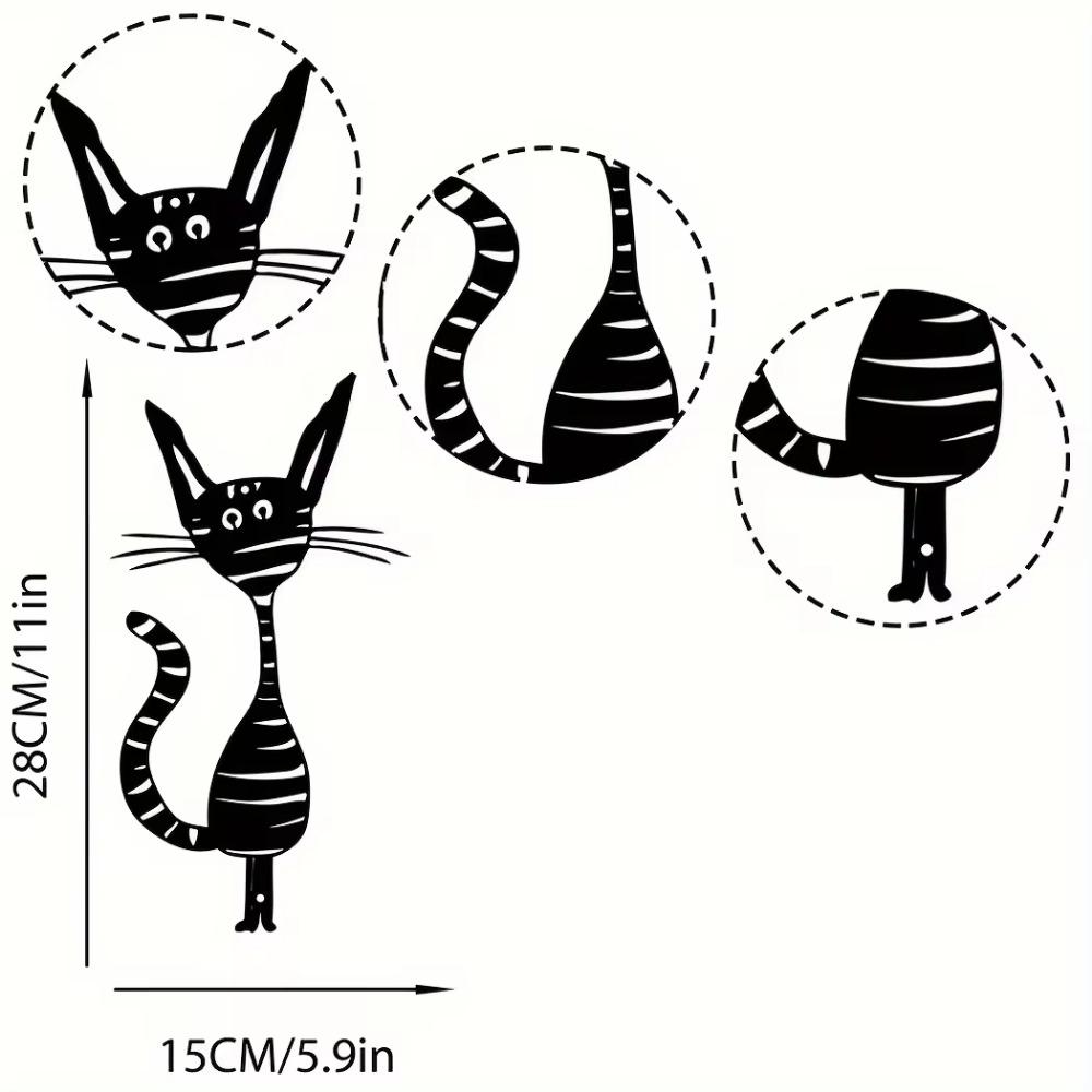 1 шт. Абстрактное мультяшное украшение из металла с изображением кошки – Веселое настенное искусство с черной кошкой, стильный декор на новоселье, уникальный акцент на металлической стене