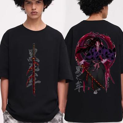Футболка японского аниме «Demon Slayer Rengoku Kyoujurou Kimetsu No Yaiba», повседневные хлопковые футболки большого размера с короткими рукавами унисекс