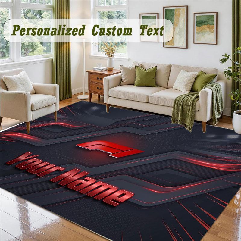 Crystal Velvet Square Rug Custom NameF1 Pattern Non Slip Home Floor Decor Rug