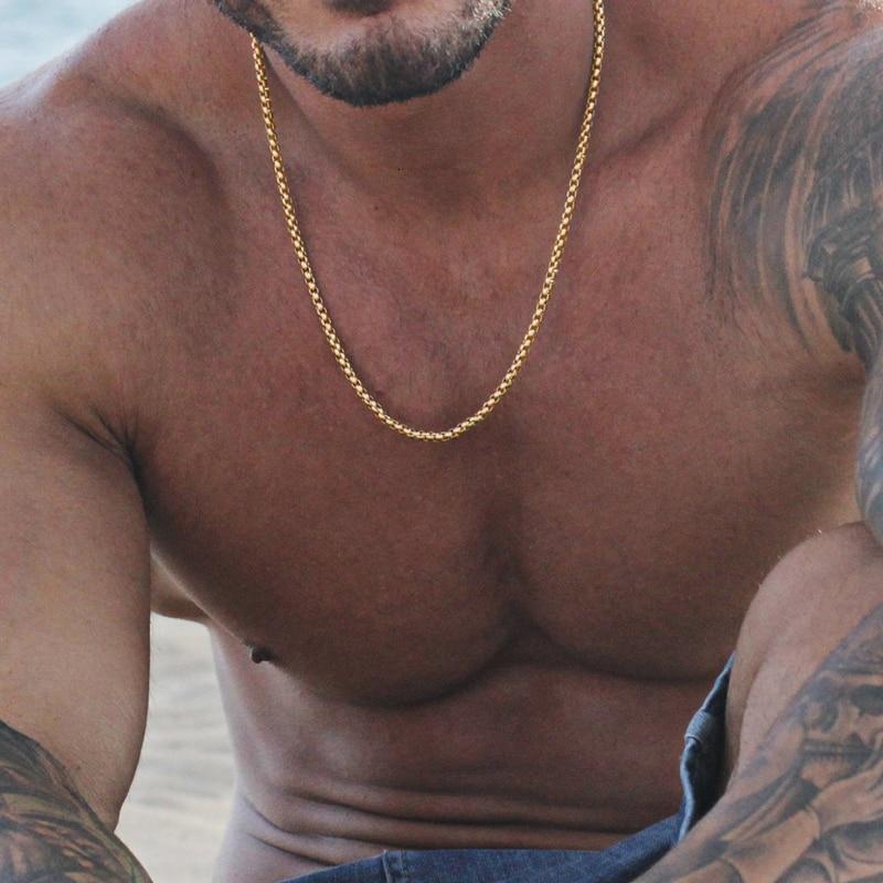 Модное новое ожерелье-цепочка Фигаро для мужчин из нержавеющей стали золотого цвета, длинное ожерелье для мужчин, ювелирные изделия, подарочный воротник Hombres