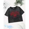 Summer Cotton Crop Tops Womens New York Brooklyn Nyc Prints Washed T-Shirts Street O-Neck Regular Fit Clothes