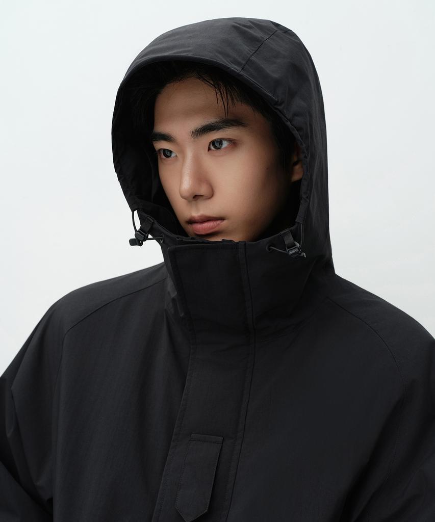 MUSINSA STANDARD Oversized Hooded Shell Parka [Black]