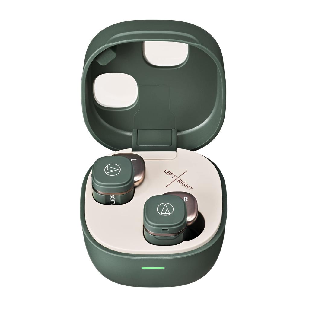 GR Wireless Earphones Bluetooth Compact Lightweight Up To 20 Hours of Playback Low Delay Outside Sound Intake Waterproof IPX5 Wireless Charging Green