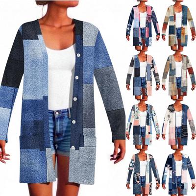 Женский кардиган с длинным рукавом, повседневная куртка с карманами, топ