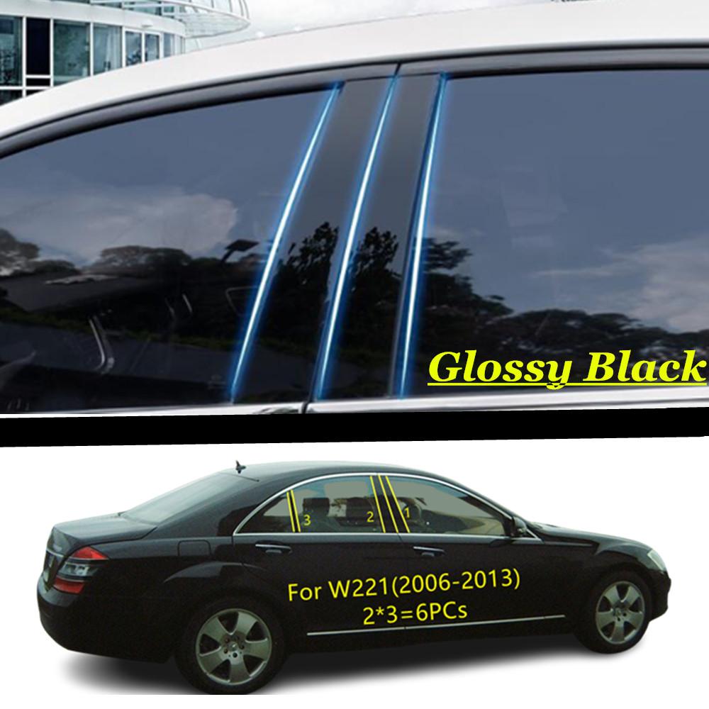 Car TPU/Glossy Mirror Pillar Post Cover For Mercedes Benz S-Class W221 2006 2007 2008-2013 Door Trim Window Decorative Sticker