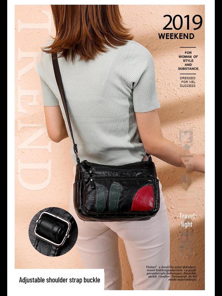 2023 Korean Style Soft PU Leather Multi-Layer Shoulder Bag - Large Capacity, Fashionable, Versatile Women's Messenger Bag