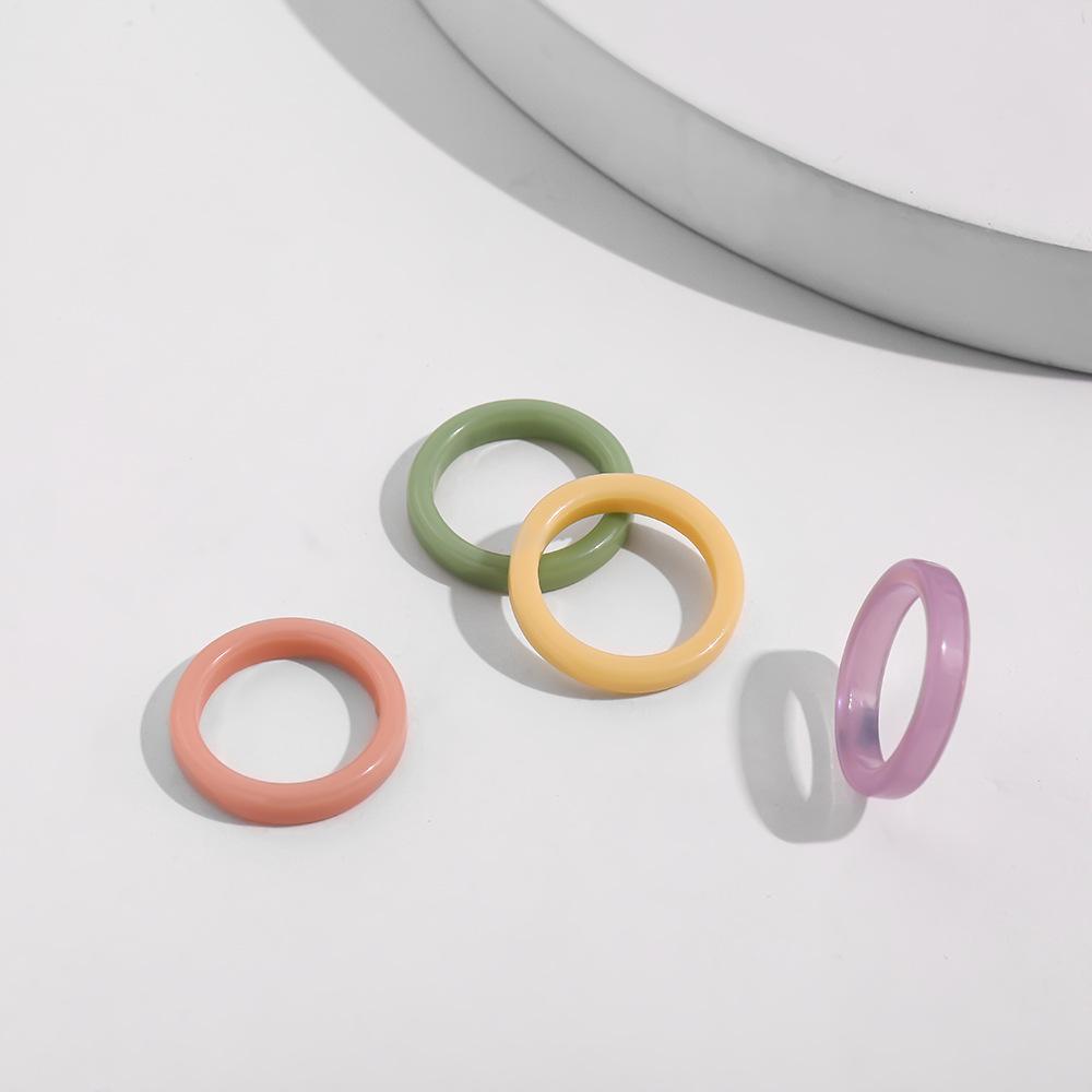 Candy Colored Resin Ring Transparent Geometric Ring Y2K Yabi Size Decorative Ring with Accessories