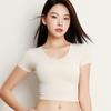 Silk World Mulberry Silk Round Neck Short Sleeved Slim Fit Women's Base T-shirt Short Fashion Versatile Interior