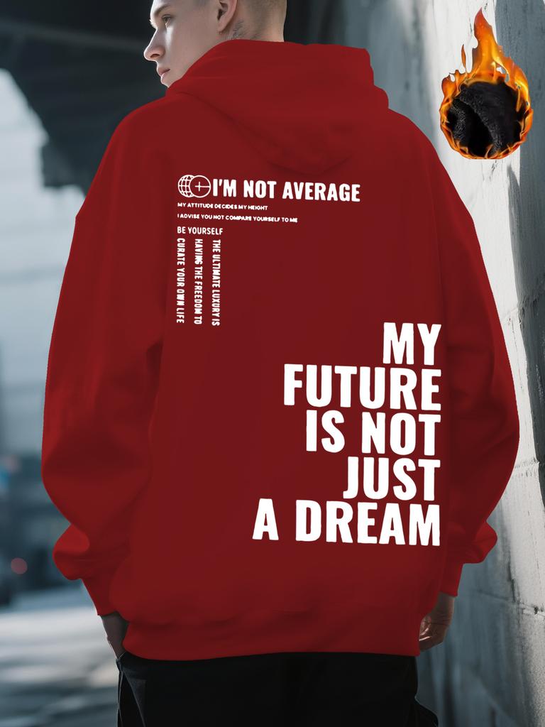 Men's Daily Casual Autumn-Winter Outdoor Sports Street Hoodie with Logo Letters and Pattern Print for Warmth and Comfort