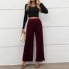 Летние женские длинные брюки в стиле Commuter Style с высокой талией, широкие бархатные брюки Temperament