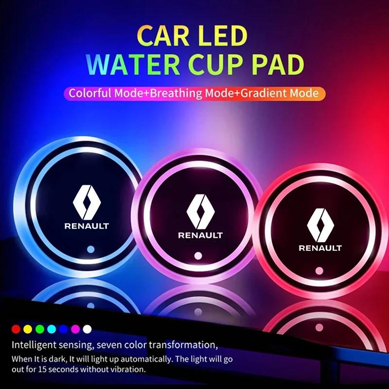 2026 Горячие Колпаки на ступицу для Renault Для Renault Kadjar RS Koleos Captur Megane Clio 5 Держатель светодиодных огней USB-зарядка Подстаканник 7 Цветов