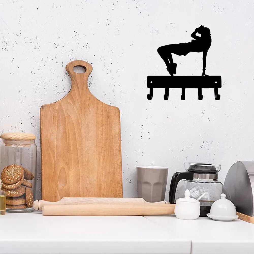 1pc  Hip Hop Girl Dance - Key Hooks Holder - 6 Inch Wide/9 Inch Wide Metal Wall Art Metal Sandblasted, Iron Art,Coat Hanger