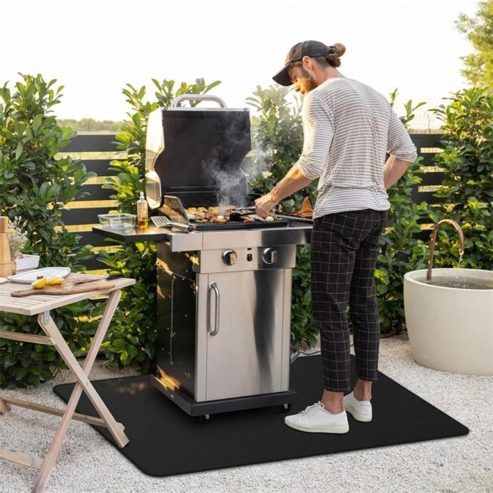 Oilproof Fireplaces Protective Mat High Temperature Resistant Barbecue Pad Outdoor BBQ