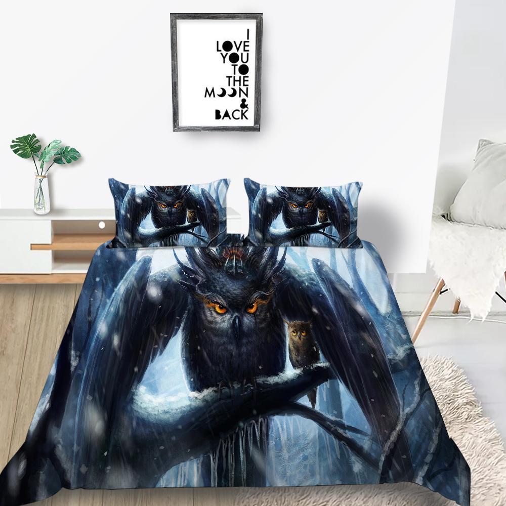 Комплект постельного белья серии «Сова» Постельное белье для спальни Одеяло и наволочка Простыня/двуспальная кровать Полный размер 2/3 шт. Украшение дома