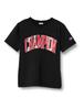 Champion Short Sleeve College Graphic Logo Size 140 Boys' T-Shirt, 100% Cotton, Print, Black, (CK-T311)