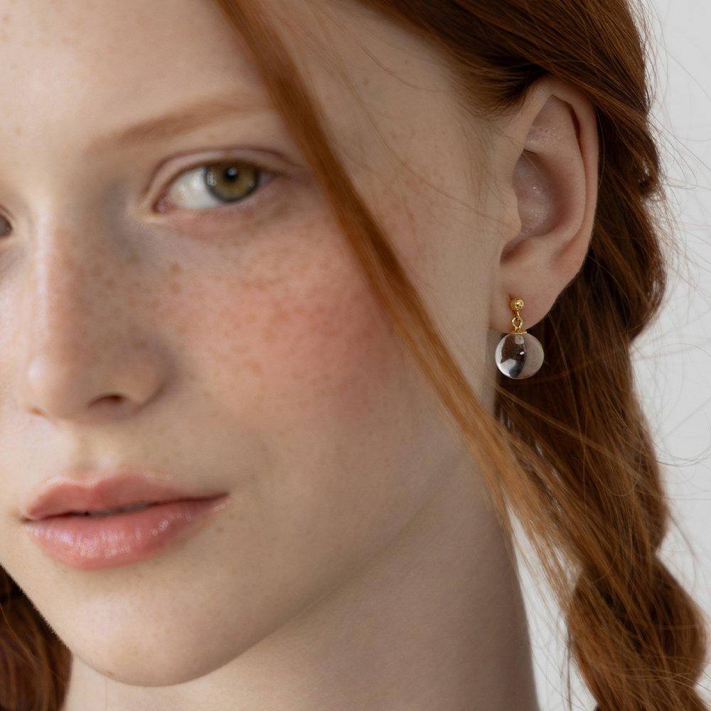 (925 Silver) Clear Ball Drop Earrings Ec3233