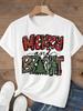 (Азиатский размер) Футболка Топ фестиваль С Рождеством Новым годом Праздник Женщины стиль с надписью милый Принт Леди Короткий рукав Модные Графические футболки