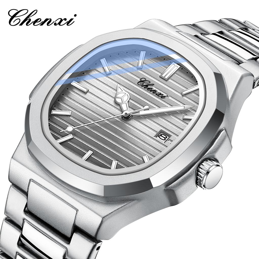 NEW CHENXI Top Casual Brand Men's Watches Waterproof Calendar Luminous Retro Square Nautilus Stainless Steel Men's Watch