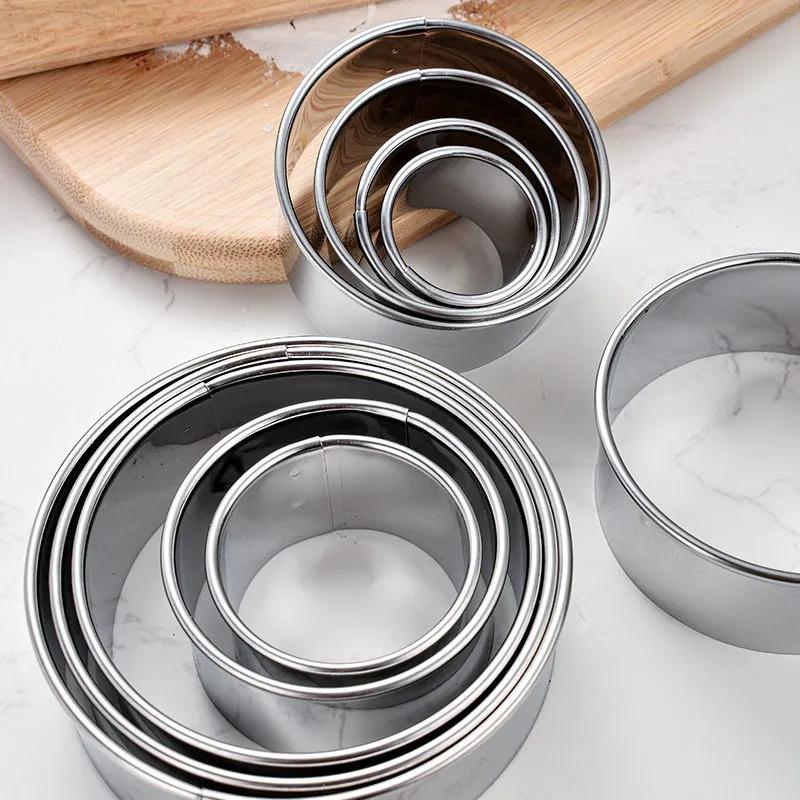 5pcs Round Biscuit Mold Steel Dumpling Skin Cutting Mould DIY Cake Pastry Baking Cutting Maker Tools Food Prep Area Gadgets