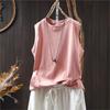 Johnature Женские повседневные топы однотонные летние безрукавки с круглым вырезом мягкие трикотажные топы