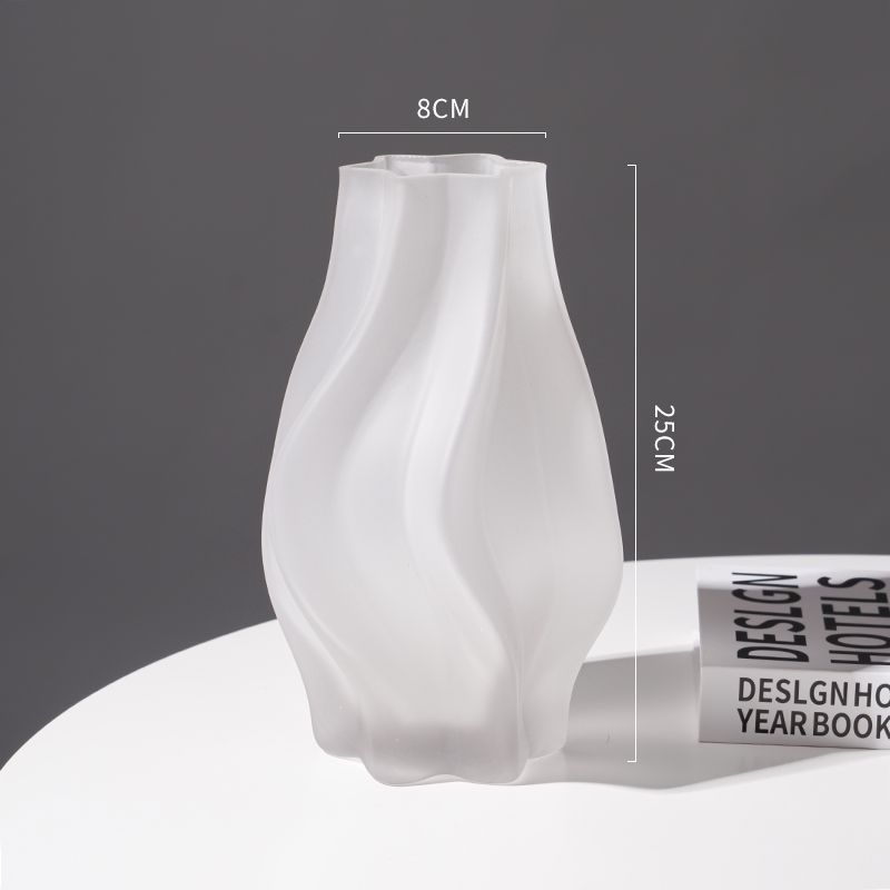 Nordic creative tornado shaped frosted high-end vase glass flower arrangement living room dining table art decoration ins