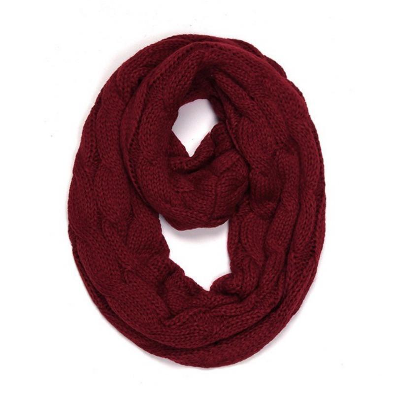 Новый женский однотонный шерстяной шарф-снуд с косами, зимний утеплитель для шеи, воротник-хомут, круглые шарфы