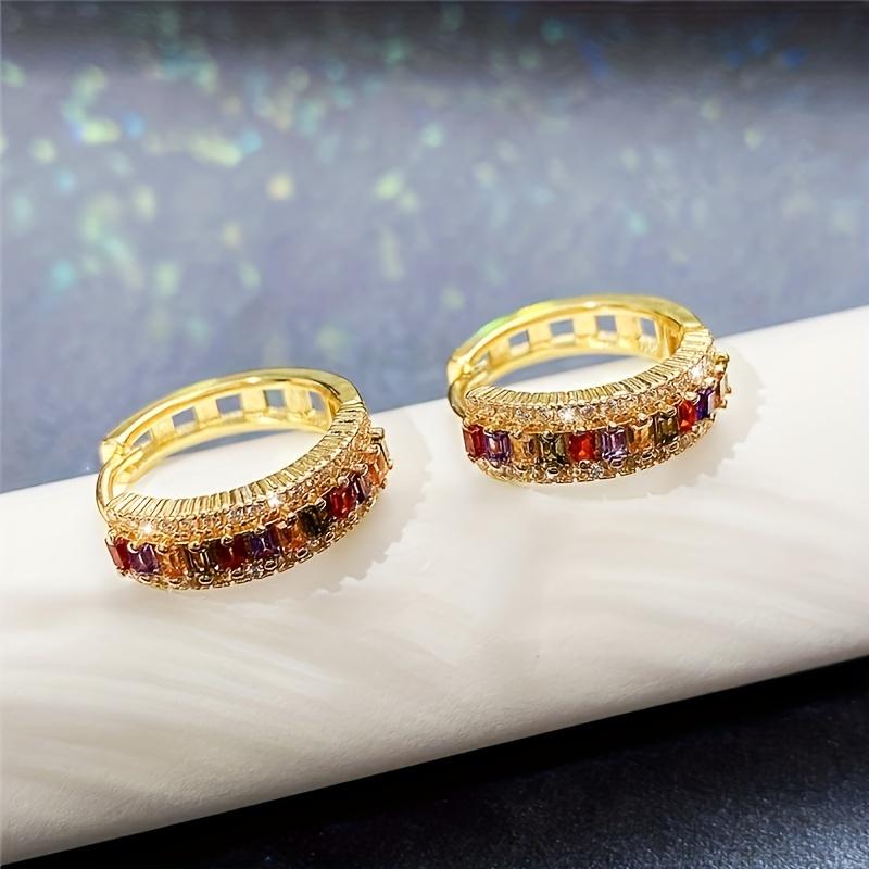 1 пара модных цветных мужских серег-колец с кубическим цирконием для повседневной носки