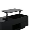 100*45*43cm Liftable Coffee Table with 2 Drawers, High-Gloss Side Table with LED, Sofa Table, Living Room Table with Hidden Storage, Black, Chipboard