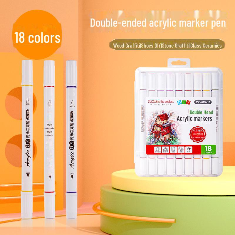 Двусторонний акриловый маркер с мягким наконечником для самостоятельного творчества и граффити на дереве, камне и обуви
