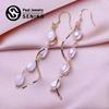 Natural Freshwater Pearl Earrings Geometry Design Fashion Baroque Pearl Earrings For Women Long Earrings Girl Gift