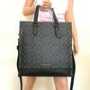 Coach Graham 36 Classic Monogram Canvas And Leather Tote Bag Men tote Charcoal C3232-QBMI5