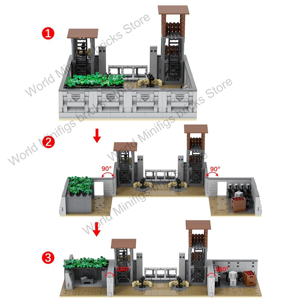 MOOXI MOC WW2 Military Battlefield Bases Bricks War Artillery Compatible Figures Building Blocks Set Toys For Children Adults 3D
