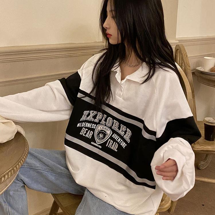 Винтажные толстовки, пуловеры, женская уличная одежда, уличная одежда больших размеров, осенняя корейская мода, топ с длинными рукавами, повседневные кофты