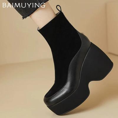 Замшевые женские ботильоны на платформе, массивные дизайнерские туфли на высоком каблуке, новый бренд 2025 года, тренд, зимняя классика, мода, готика, Botas De Mujer