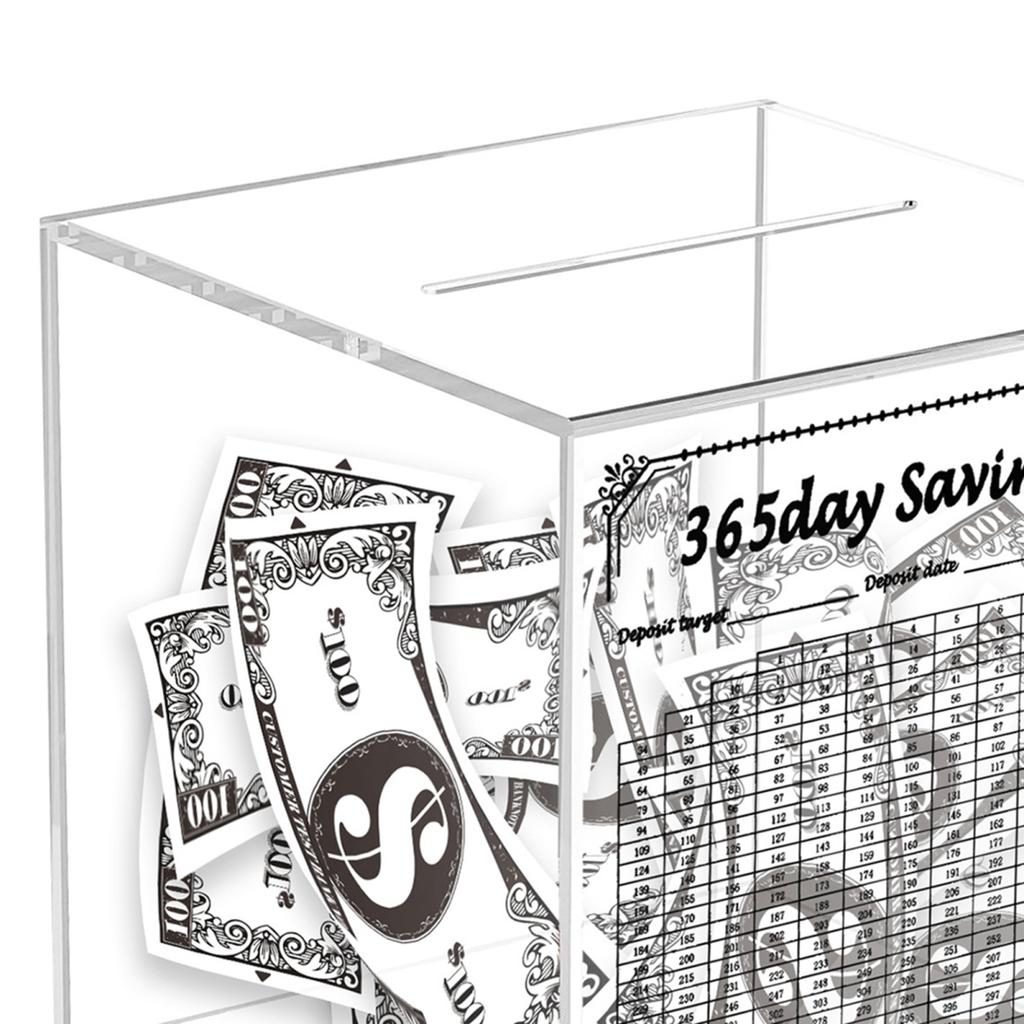 Прозрачная акриловая копилка Yousheng, небьющаяся копилка, 365 дней, накопительная копилка, вызов на сбережения, коробка должна сломаться, чтобы открыть копилку, чтобы сэкономить 10 тыс.
