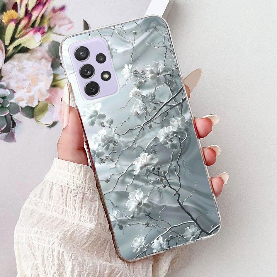 For Samsung Galaxy A52 A52s 5G Case SM-A526B SM-A528B Phone Cover Fashion Flower Soft Silicone Funda For Samsung A72 A 52 Bumper