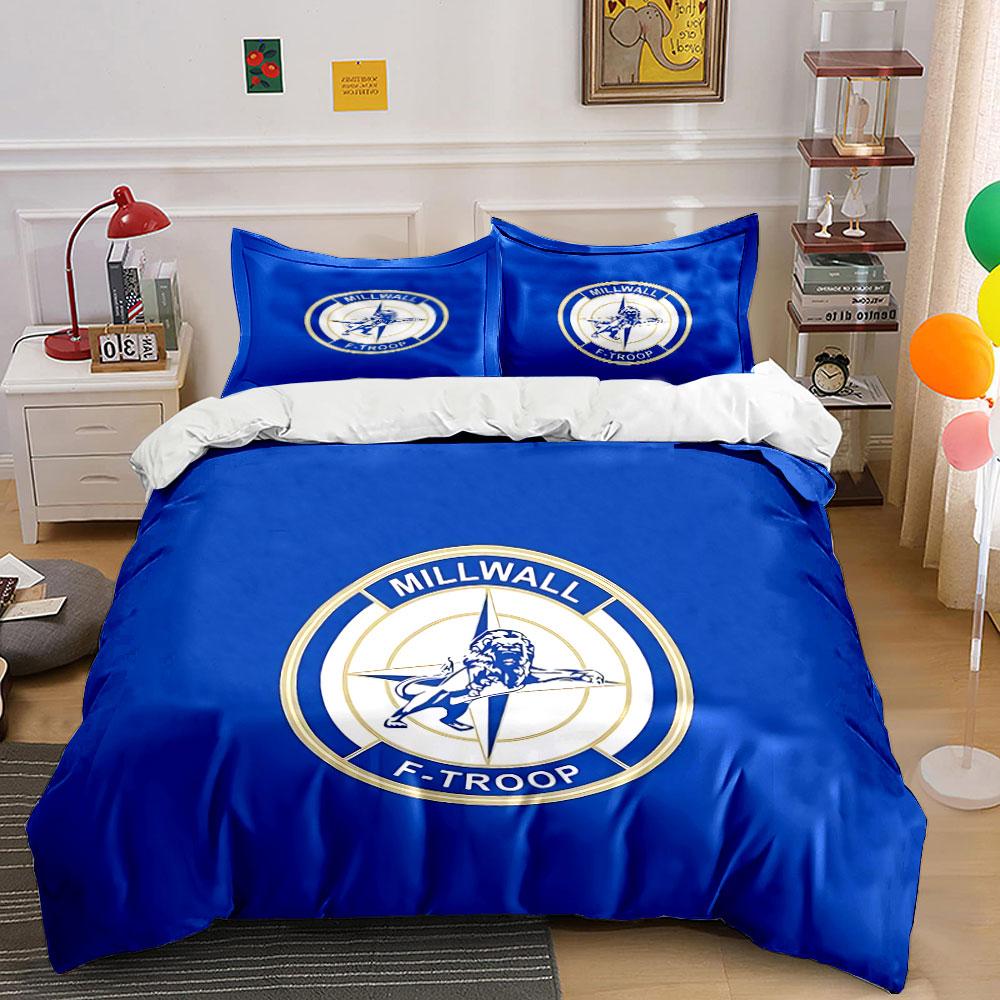 Millwall Lion Logo Blue Print Bedding Duvet Cover Set Duvet Cover Pillowcases (1*Duvet Cover 2*Pillowcases, without duvet insert)