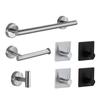 Silver Black Robe Hook Towel Rails Bar Rack Shelf Tissue Paper Holder Stainless Steel Bathroom Hardware Set Drill Accessories