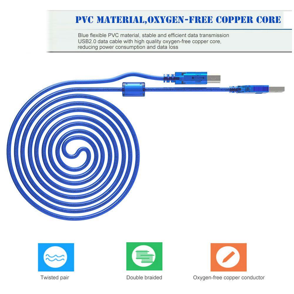 Epson Printer Super Speed USB 2.0 Printer Cable Sync Data Cord Type A Male To B Male Scanner Wire