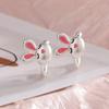Epoxy Pink Rabbit Ear Clips Cute Super Cute Cartoon Zodiac Rabbit Earrings Without Earholes Girlfriend Ear Bone Clips