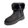 2024 Hot Sale Ladies Shoes Zipper Women's Boots Winter Round Toe Solid Flock Plush Warm Mid Heel Water Proof Commuting Boots